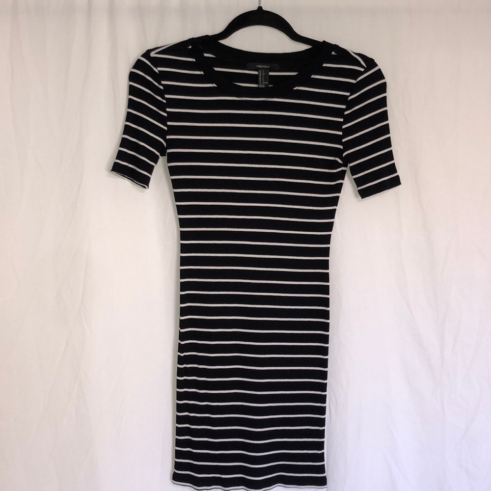 Black and White Stripe Midi Dress